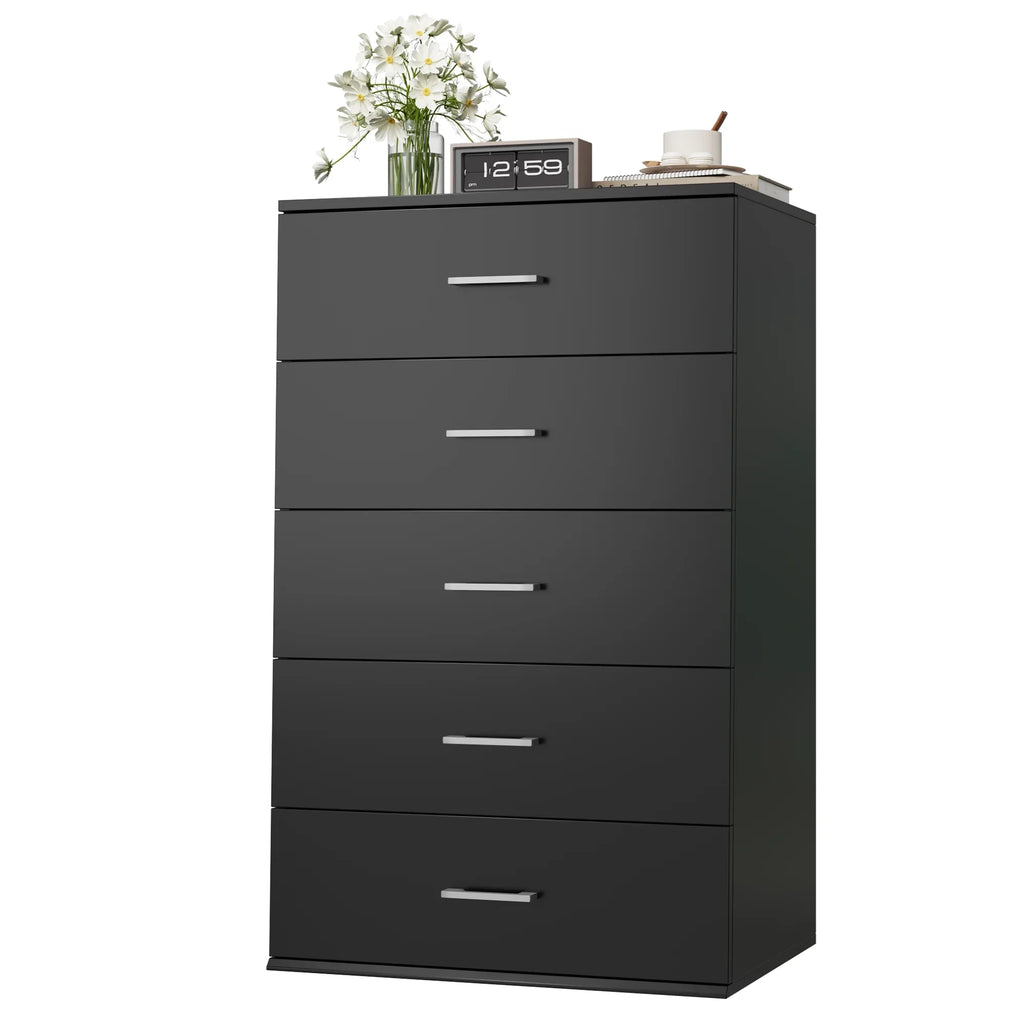 Homfa 5 Drawer Dresser, Vertical Dresser for Bedroom, Black