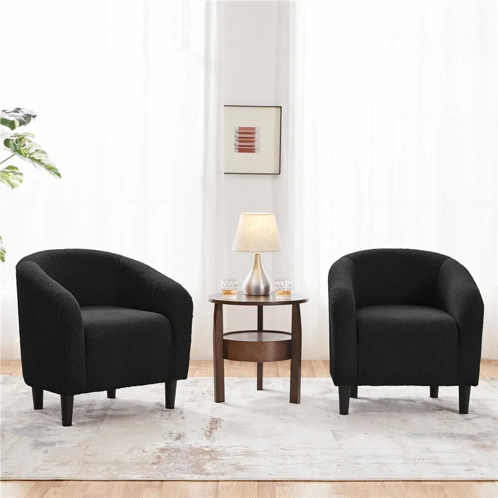 Topeakmart 2pcs Boucle Club Accent Chair for Livingroom, Ivory