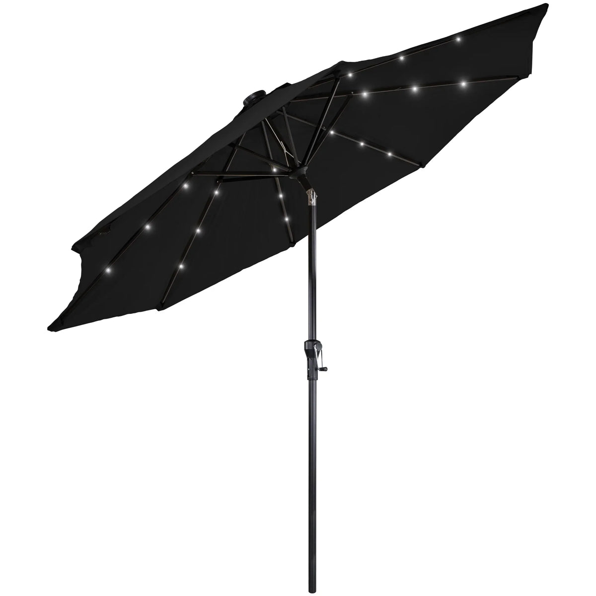 Northlight 9ft Solar Lighted Outdoor Patio Market Umbrella with Hand Crank and Tilt, Pink