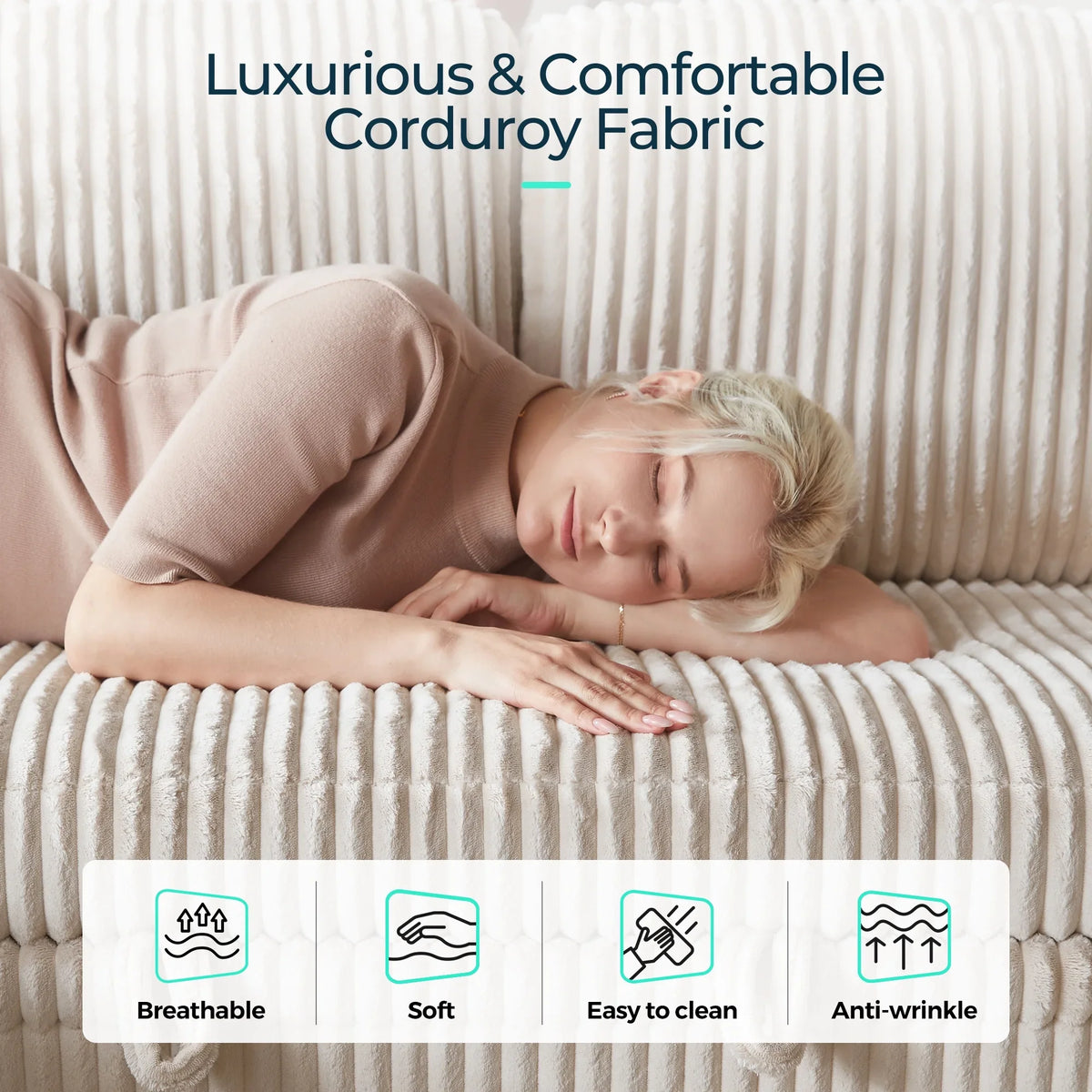 Linsy Home Storage Sectional Sleeper Sofa with Pull Out Bed, 9 Seat Modular Sectional Sofa with with USB & Cup Holder, Plush Corduroy Sectional Couches for Living Room, Green