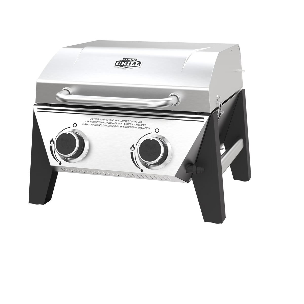 Expert Grill 2-Burner Tabletop Gas Grill, Stainless Steel, 13,000 BTUs