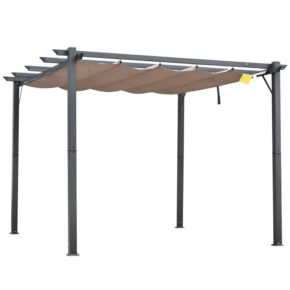 Outsunny 10' x 10' Pergola with Retractable Shade Canopy, Aluminum, Gray
