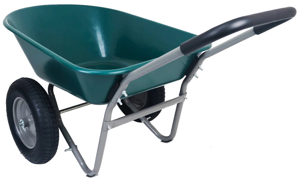 GIANNA Dual-Wheel Garden Cart, Heavy-Duty Yard Wheelbarrow with Built-in Stand for Lawn, Gardening, and Construction �C Green