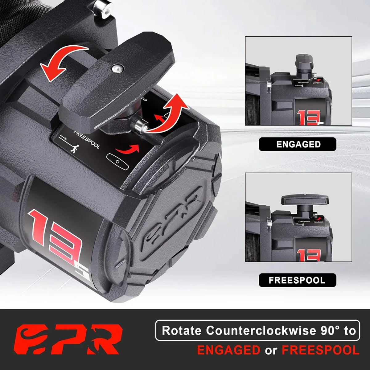 OPENROAD 13500 lb Recovery Winch with Synthetic Rope, 2 Wireless Controllers �C 12V Electric, IP68 Waterproof, Compatible with Jeep, SUV, Truck and Trailer - Panther Series 3S.