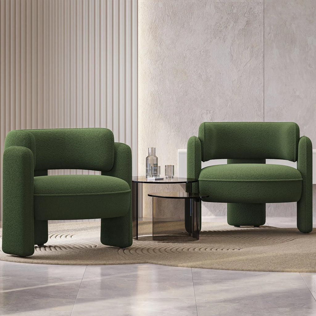 BELLEZE Sherpa Boucle Chair, Modern Barrel Accent Chair Comfy Round Upholstered Armchair Accent Side Chair for Living Room, Bedrooms, Corner - Quinton"White"
