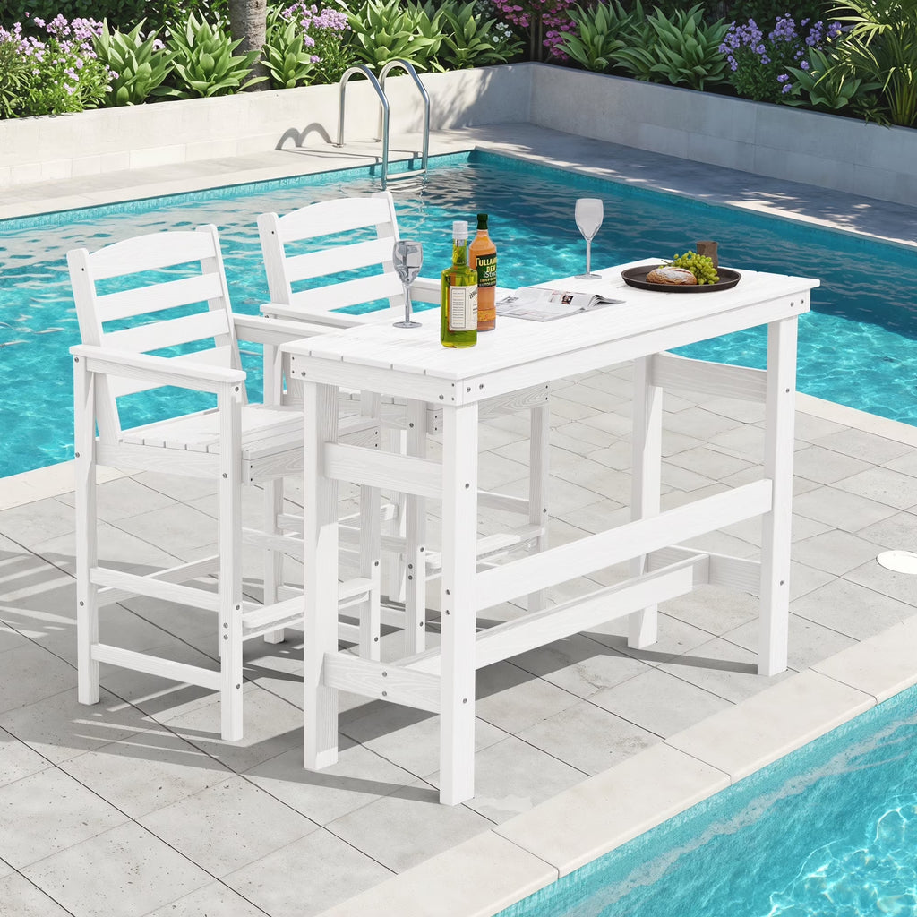 SERWALL 41" Outdoor Bar Table, HDPE All Weather Adirondack Outdoor Bar Height Table, Navy