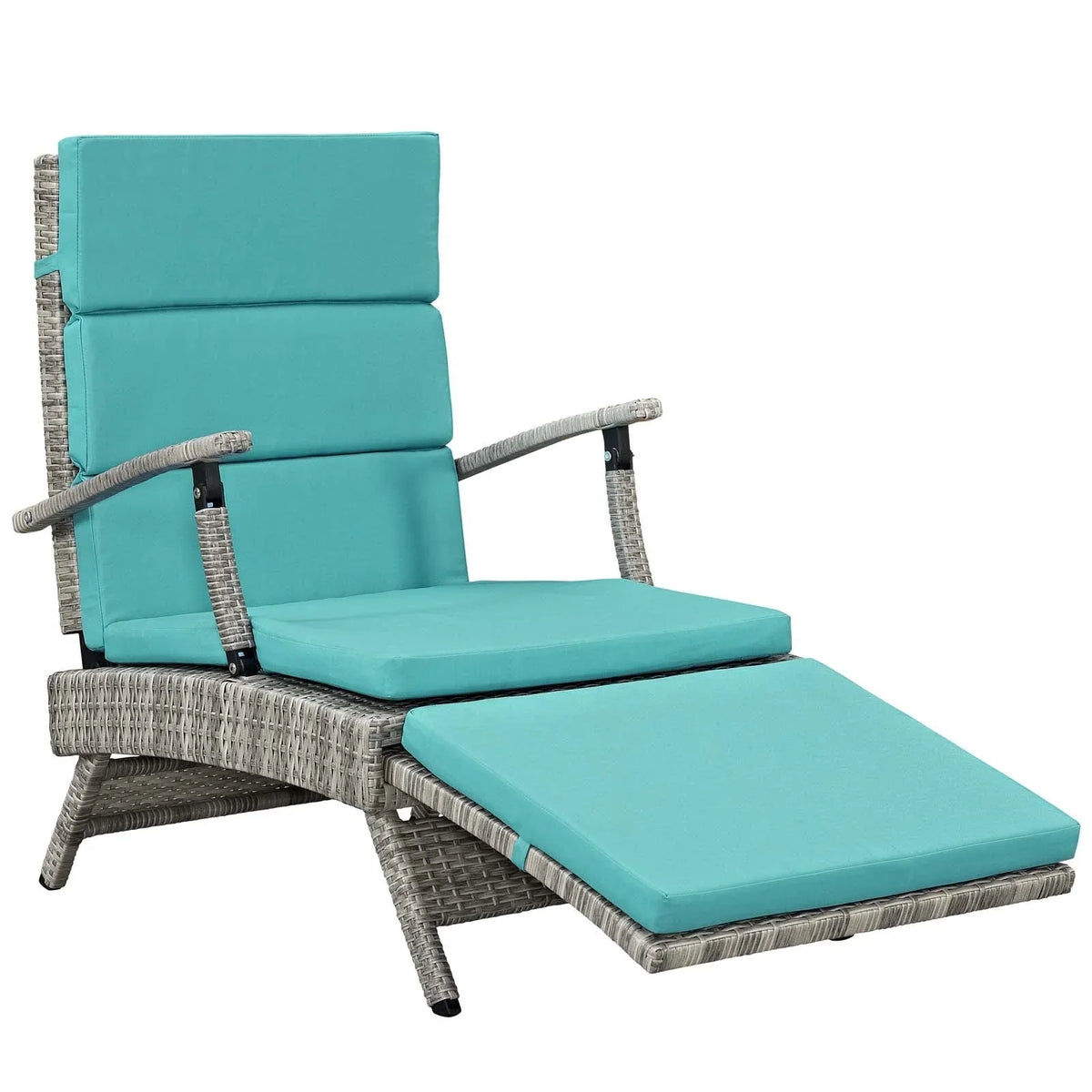 Modway Envisage Chaise Outdoor Patio Wicker Rattan Lounge Chair in Light Gray White