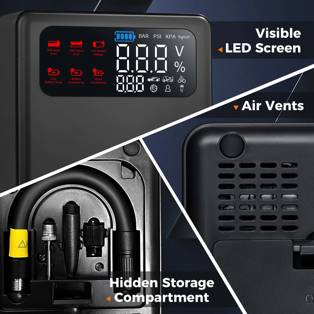 Costway Jump Starter with Air Compressor 150PSI Digital Tire Inflator LED Screen Portable