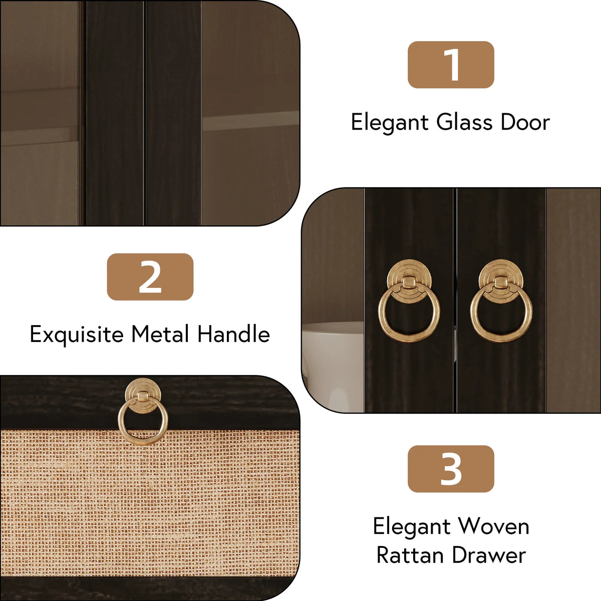 LAZZO 73-Inch Tall Arched Kitchen Pantry Storage Cabinet, 2 Doors, Brown