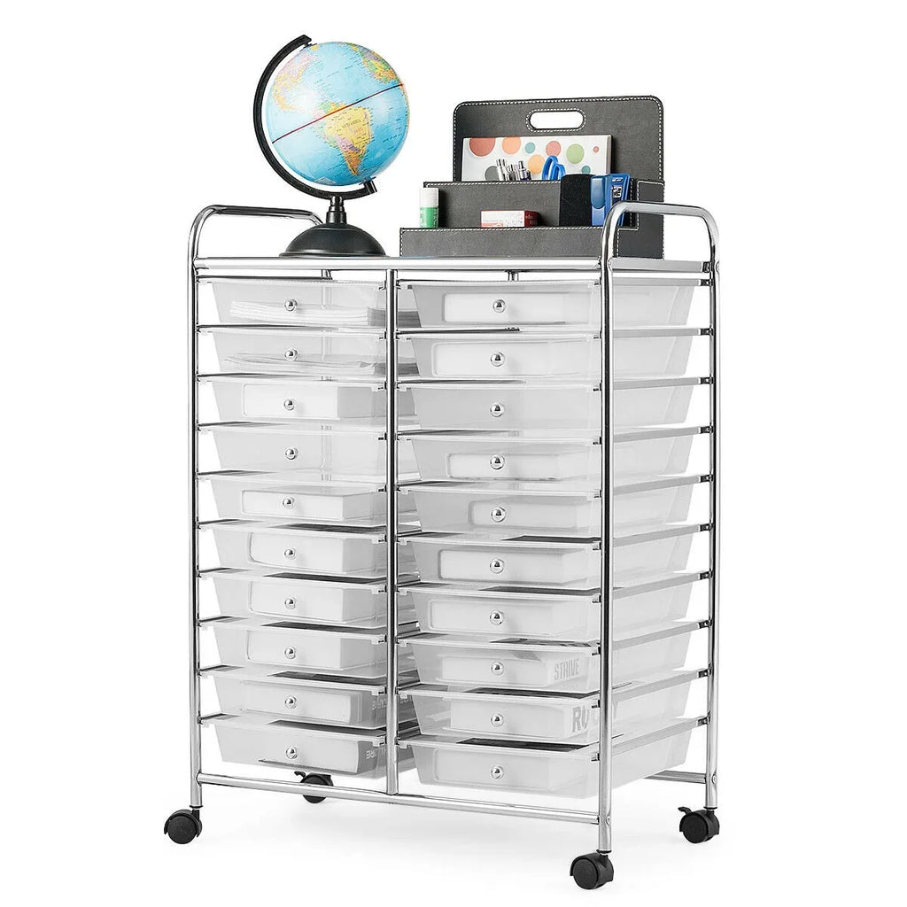 Gymax Office Rolling Cart 20 Storage Drawers Scrapbook Paper Studio Organizer Mutlicolor