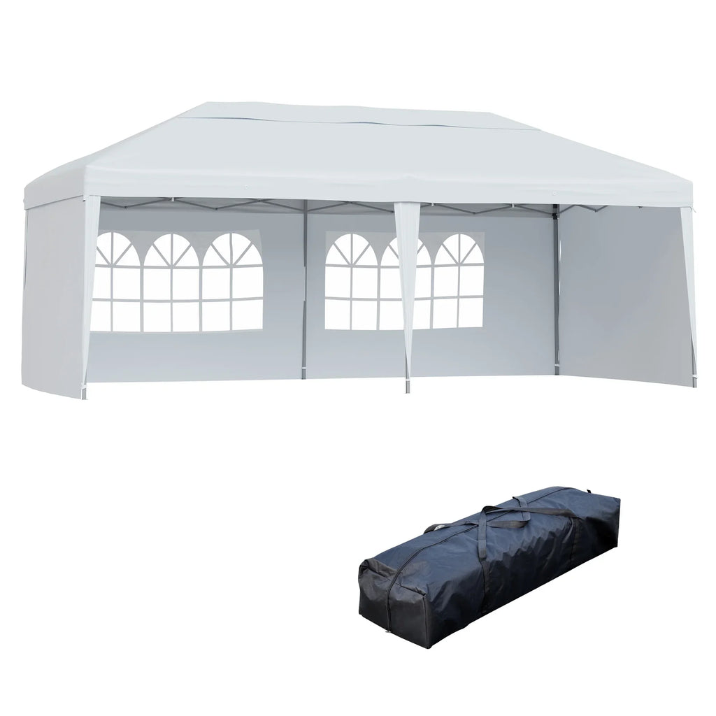 Outsunny 10' x 20' Pop Up Canopy Tent with 4 Sidewalls, Heavy Duty Tents for Parties, Outdoor Instant Gazebo with Carry Bag, for Outdoor, Garden, Patio, Blue
