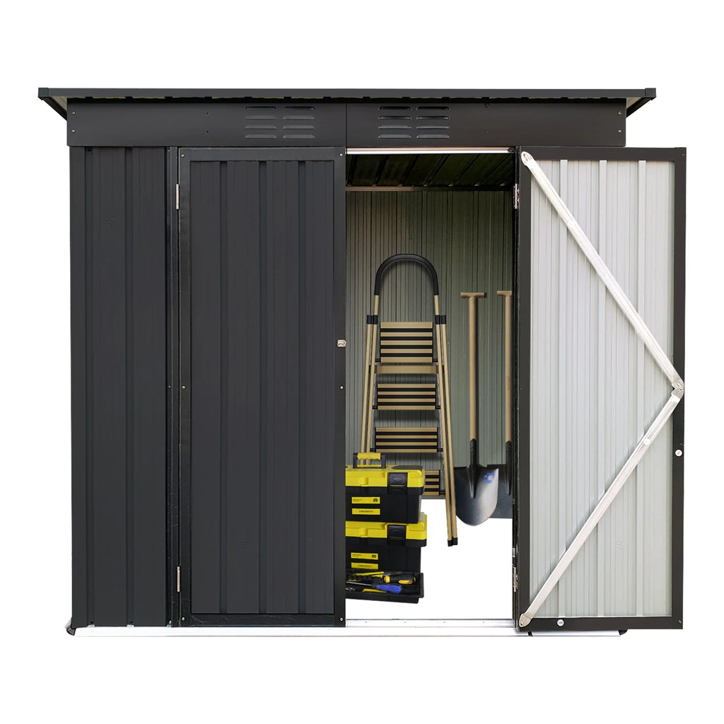 Aukfa Outdoor Storage Shed, 5 X 4 FT Metal Garden Shed, Waterproof Tool Shed for Backyard Patio, Brown