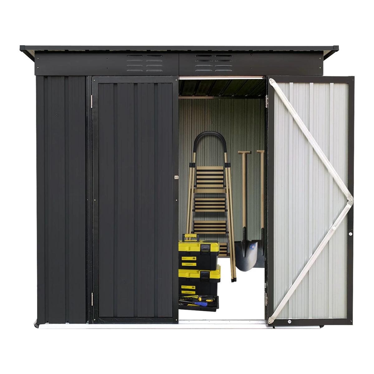 Aukfa Outdoor Storage Shed, 5 X 4 FT Metal Garden Shed, Waterproof Tool Shed for Backyard Patio, Brown