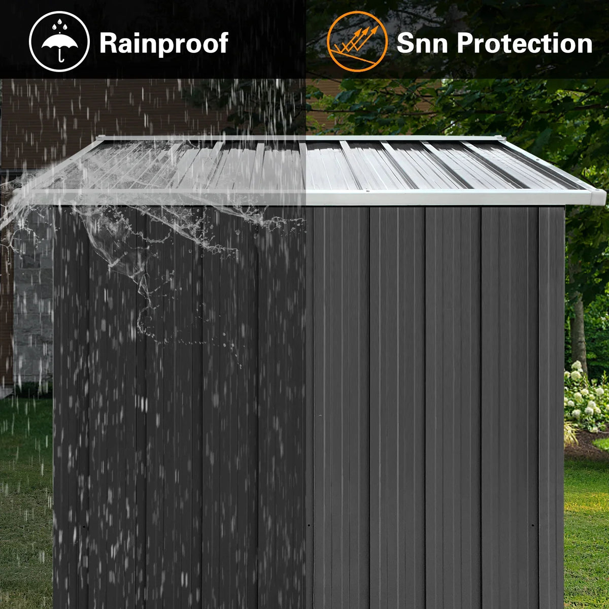 Syngar Outdoor Storage Shed with Lockable Doors, Dark Gray