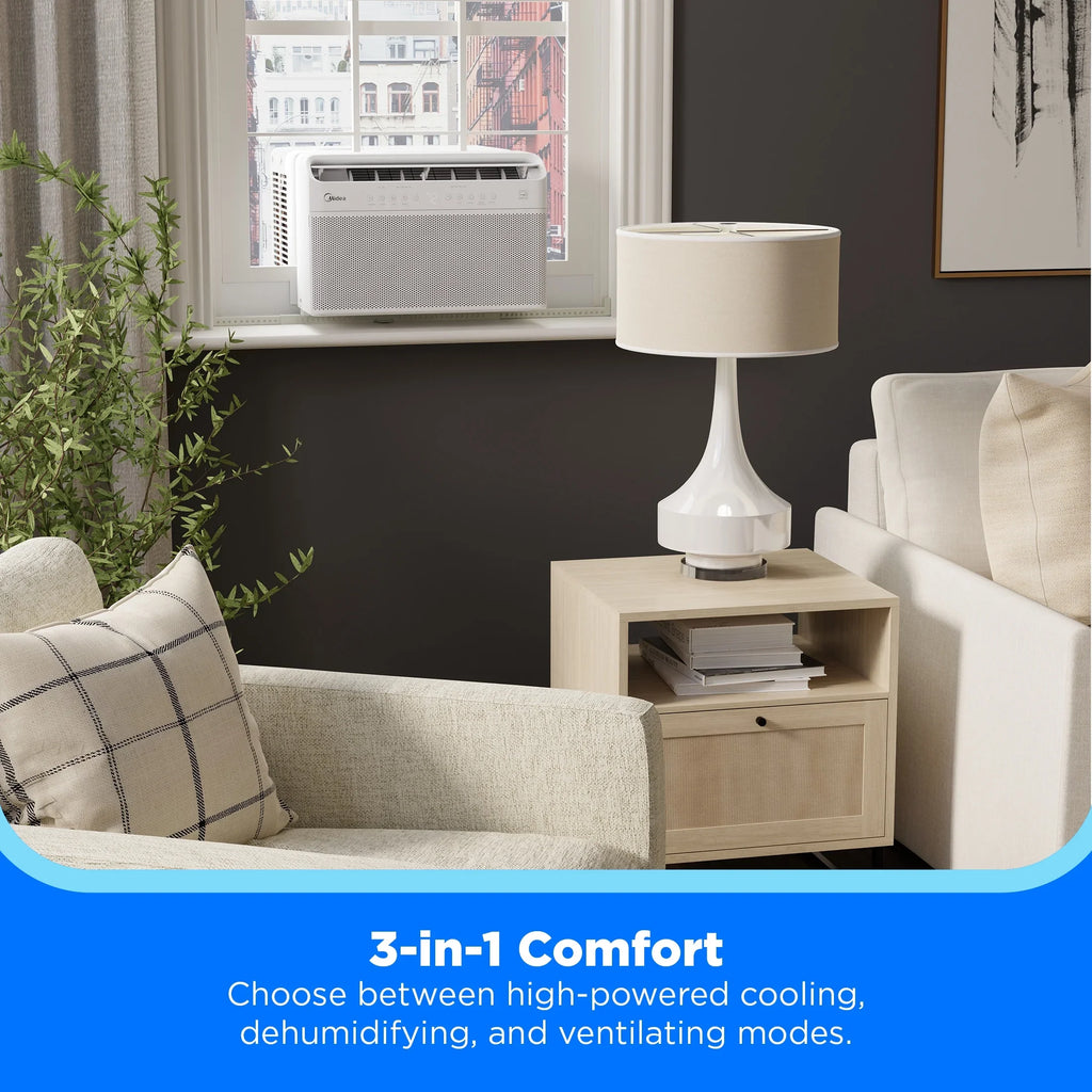Midea 8,000 BTU Smart Inverter U-Shaped Window Air Conditioner, MAW08W1QWT-T, Updated
