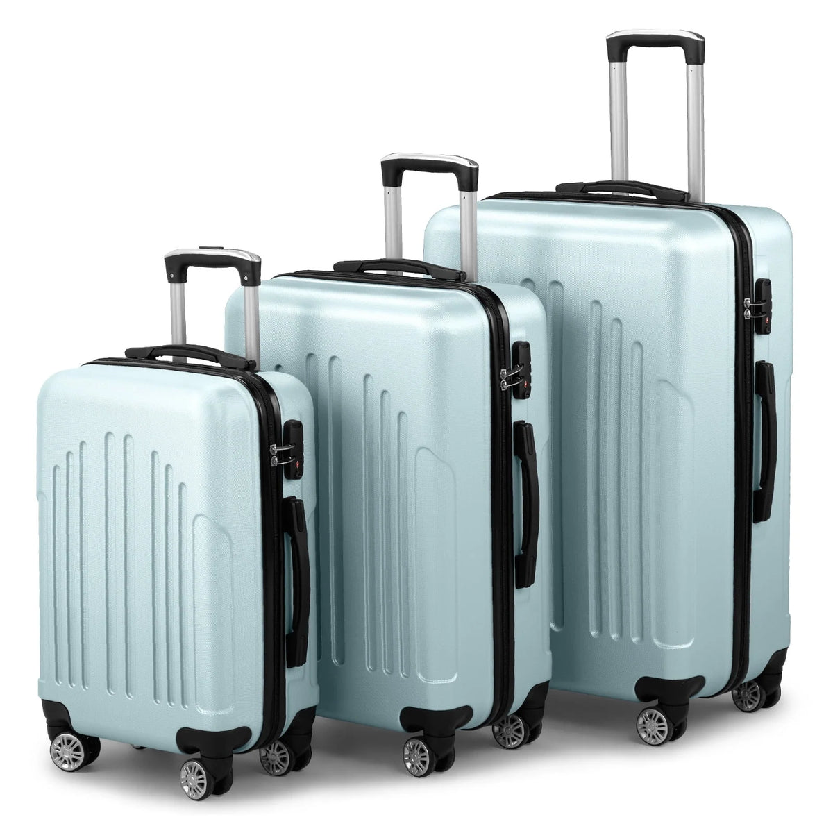 Red 3-Piece Hardshell Spinner Luggage Set (20in, 24in, 28in) - Large ABS Suitcase Set with 8 Wheels, Lightweight & Durable for Travel