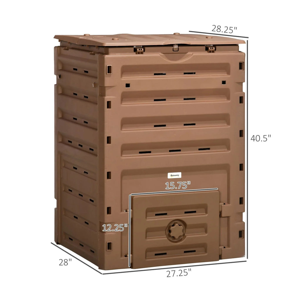 120 Gallon Compost Bin - Outdoor Tumbler with Vents & Sliding Doors