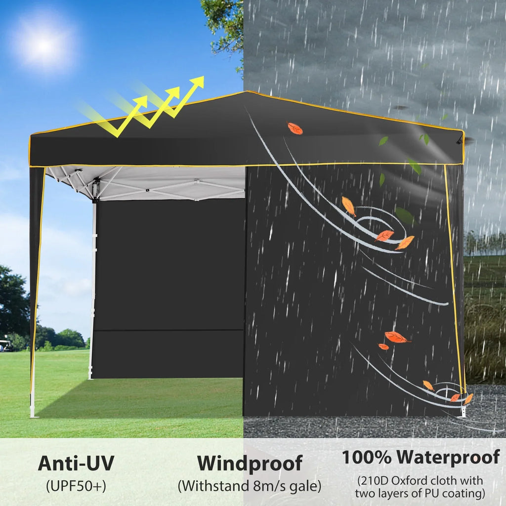 SANOPY 10x10 ft Pop up Canopy, Instant Shelter with 4 Sidewalls & Sandbags, Portable Outdoor Waterproof Canopy with Carry Bag for Camping Party Event Sun Shade