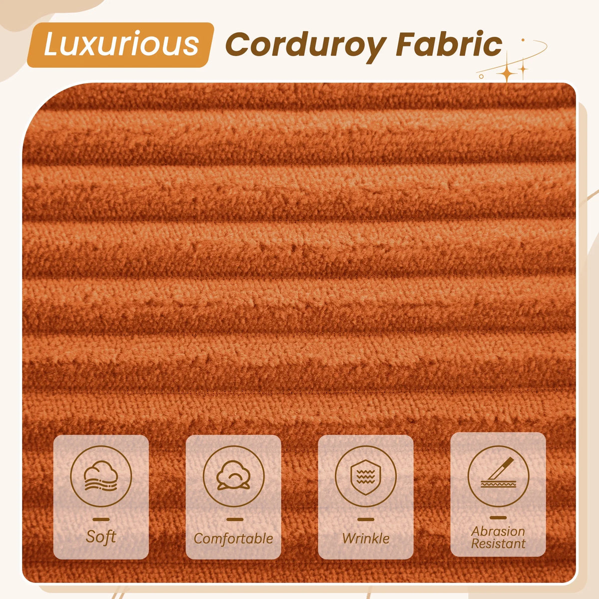 Dinosisco 84"L Deep Seat Sofa, Corduroy Upholstered Sleeper Couch for Living Room, Pink