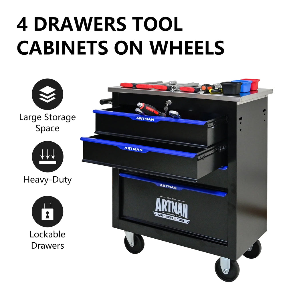 ARTMAN 6-Drawer Tool Storage Chest with Lockable Wheel,6 Drawer Tool Storage Cabinet for Garage, Warehouse, Repair Shop