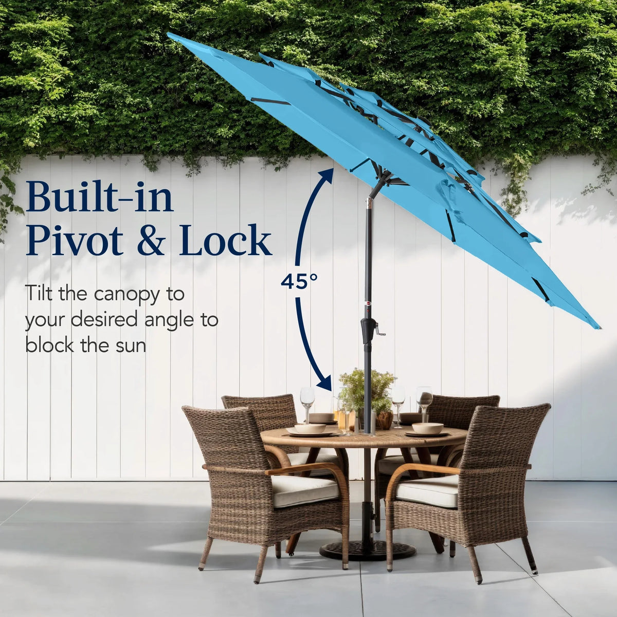 Best Choice Products 10ft 3-Tier Patio Umbrella, Market Sun Shade w/ Tilt Adjustment, Easy Crank - Red