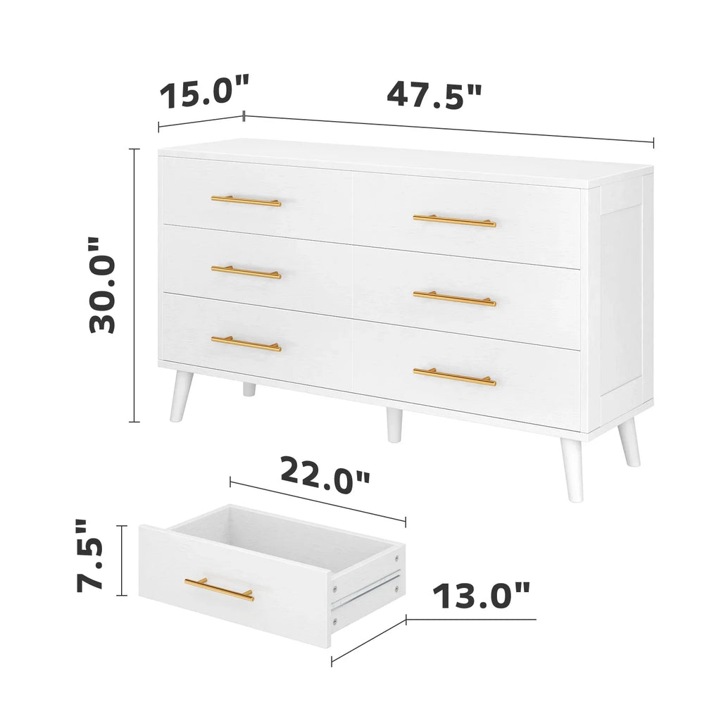 Lofka Queen Bedroom Furniture Set with Wingback Bed Frame, 2-Drawer Nightstand, 5-Drawer Dresser, 6-Drawer Dresser