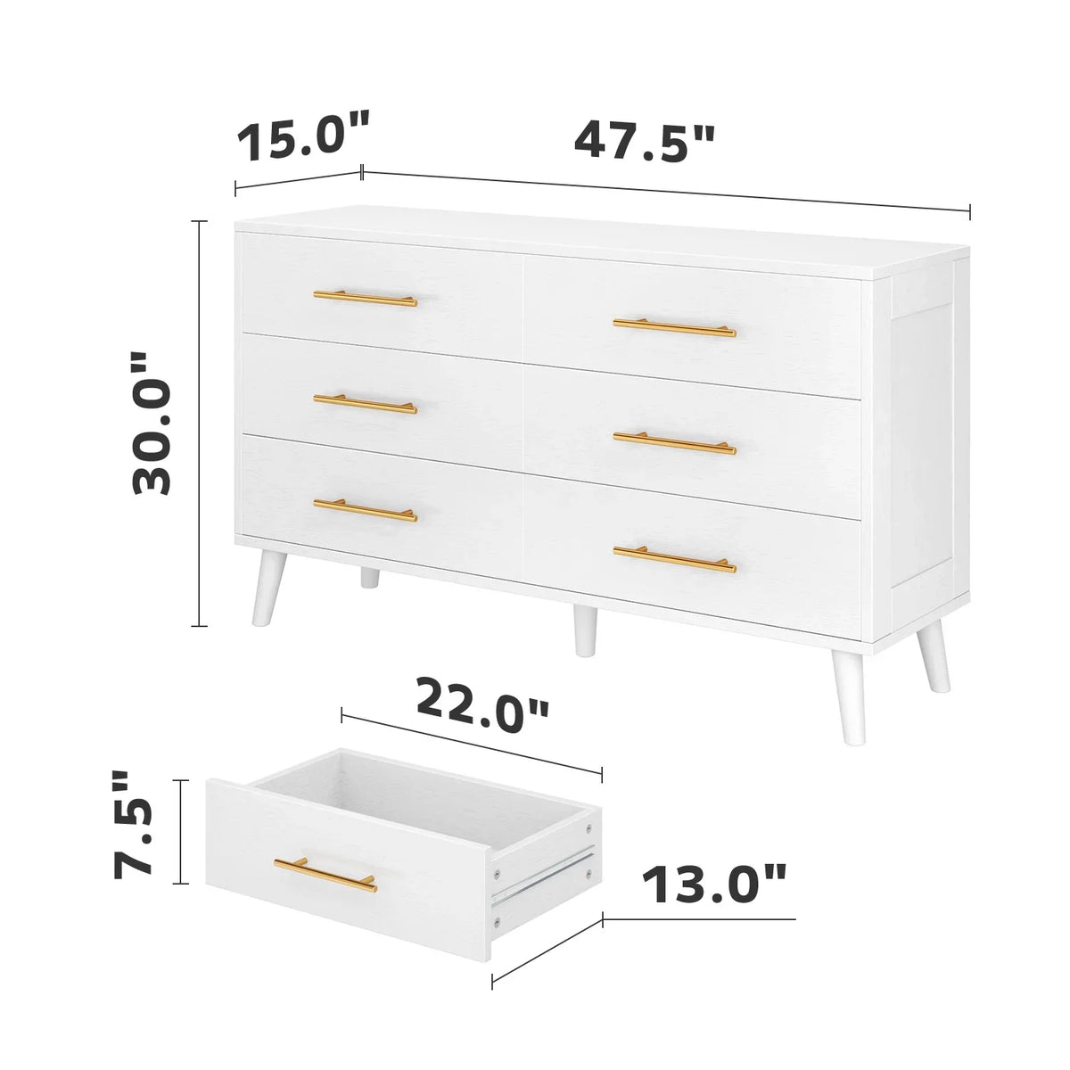 Lofka Queen Bedroom Furniture Set with Wingback Bed Frame, 2-Drawer Nightstand, 5-Drawer Dresser, 6-Drawer Dresser