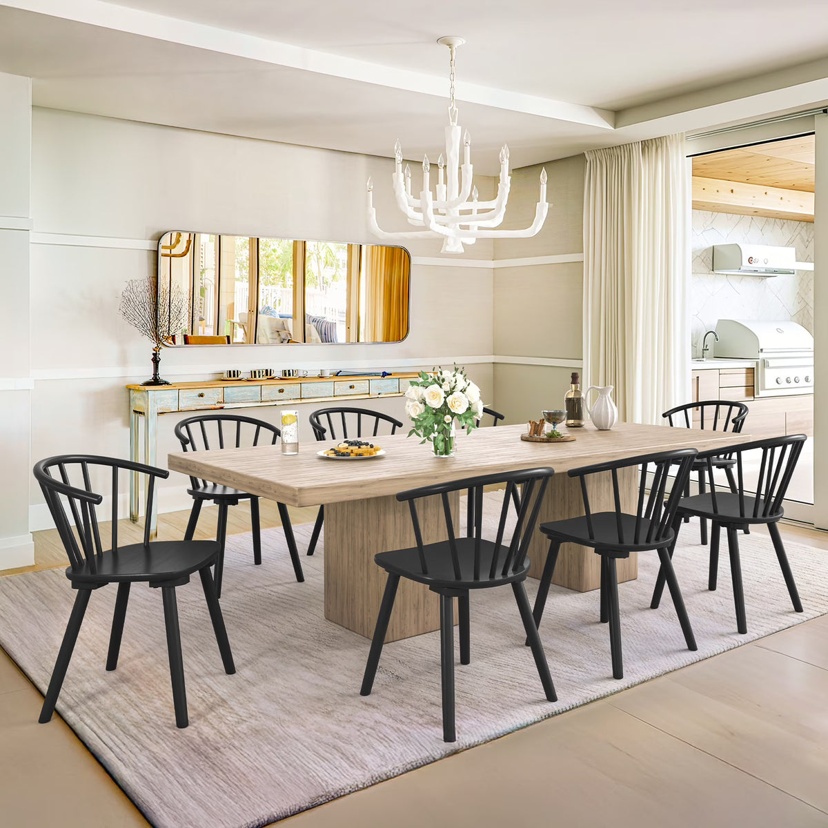 Dycanpo Dining Chairs Set of 4, Black Kitchen/Dining Room Wooden Chairs with Mid Century Modern,18''
