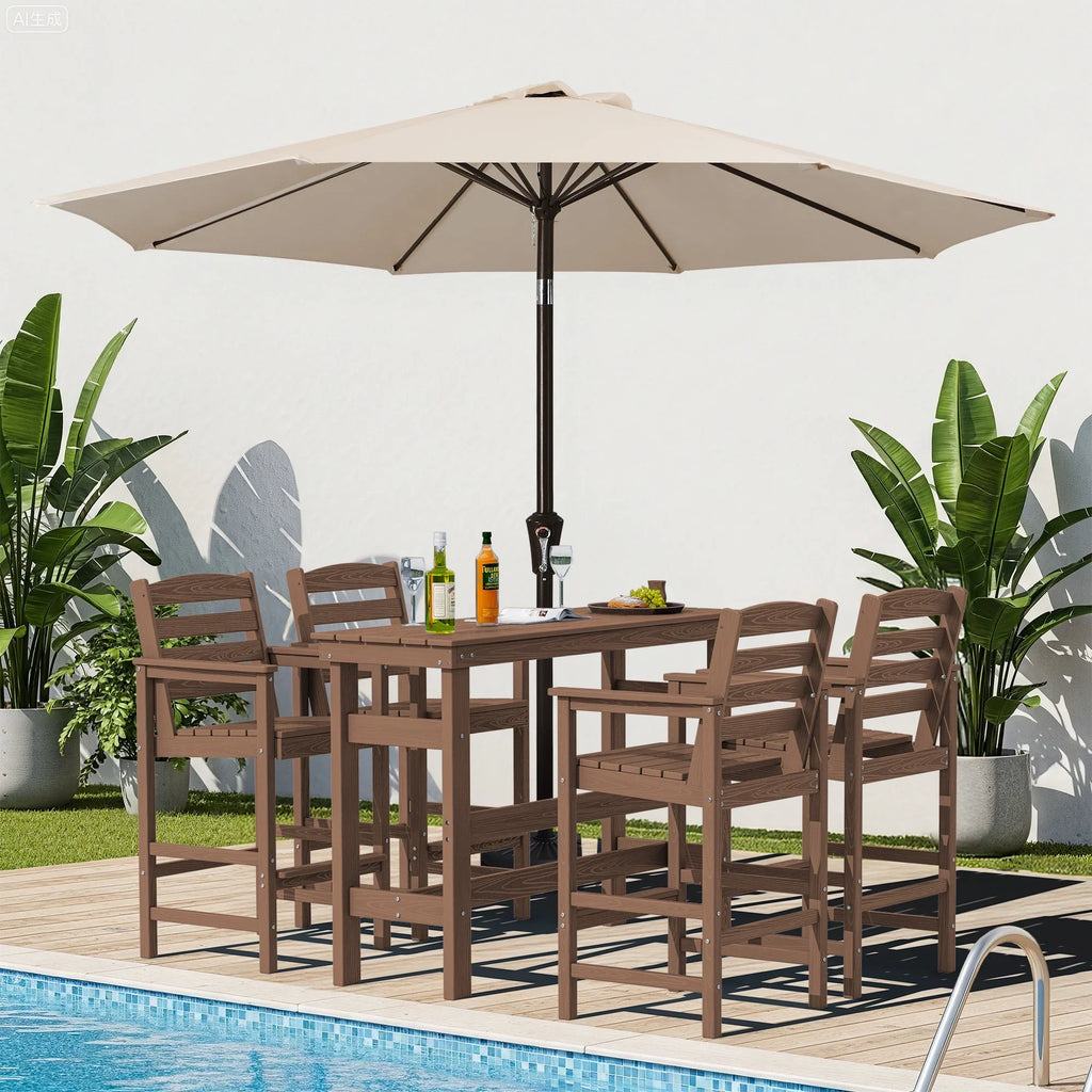 SERWALL 41" Outdoor Bar Table, HDPE All Weather Adirondack Outdoor Bar Height Table, Navy