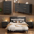 Bedroom Set - Lofka Full Bedroom Furniture Sets include Full Bed Frame, 2 Nightstands, 5-Drawer Dresser and 6-Drawer Dresser, Modern Home Furniture
