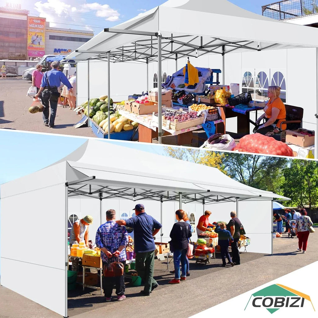 SANOPY 10x20 FT Pop Up Canopy Tent with Awning,Heavy Duty Canopy UPF 50+ All Season Wind Waterproof Commercial Outdoor Street Vendors Party Tents for Parties Canopy with Roller Bag