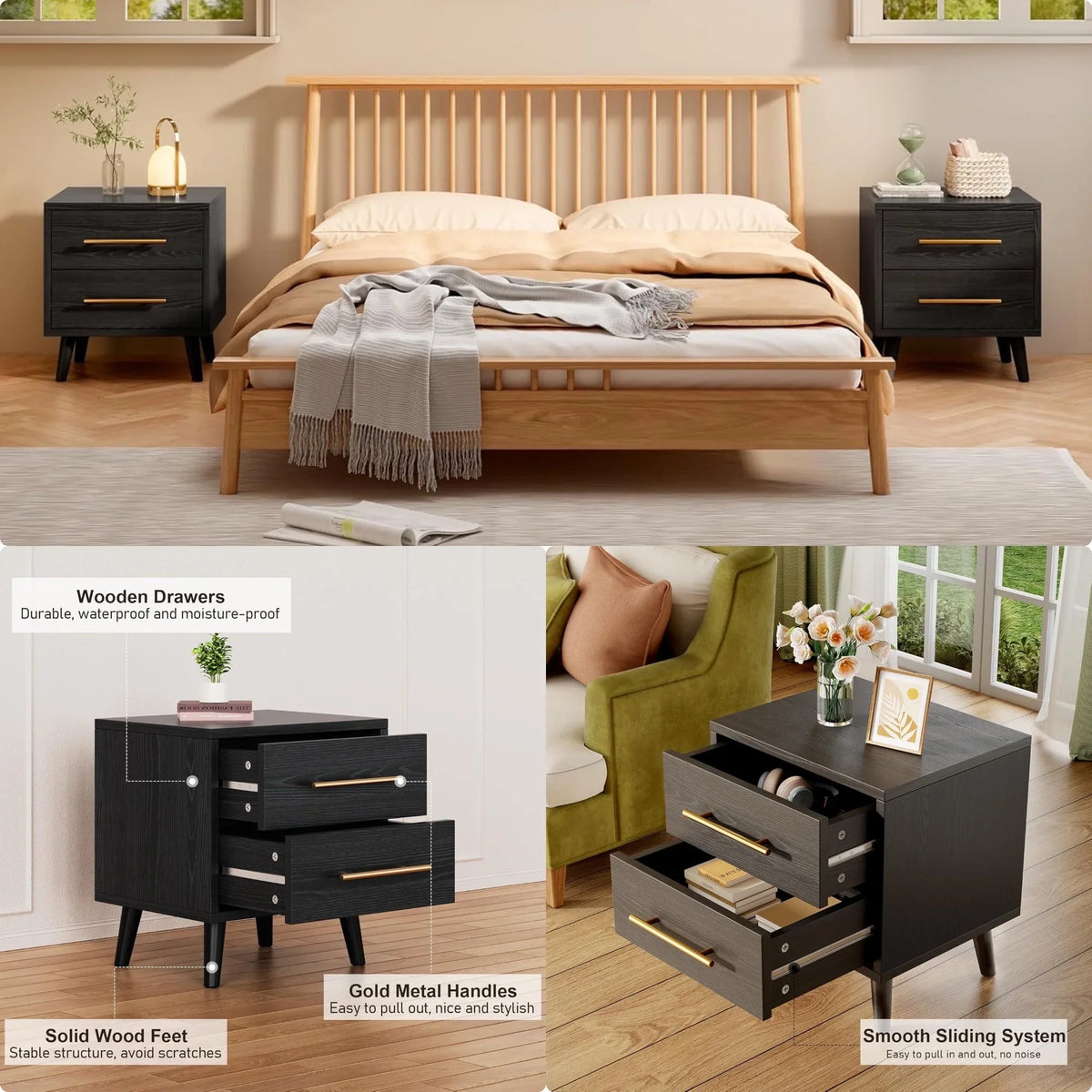 Bedroom Set - Lofka Full Bedroom Furniture Sets include Full Bed Frame, 2 Nightstands, 5-Drawer Dresser and 6-Drawer Dresser, Modern Home Furniture