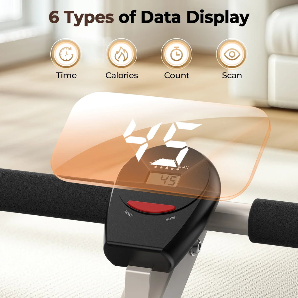 UPGO Rowing Machine Rower Exercise for Home Cardio Workouts, 12 Adjustable Resistance, Includes Digital Monitor and Comfortable Seat Cushion