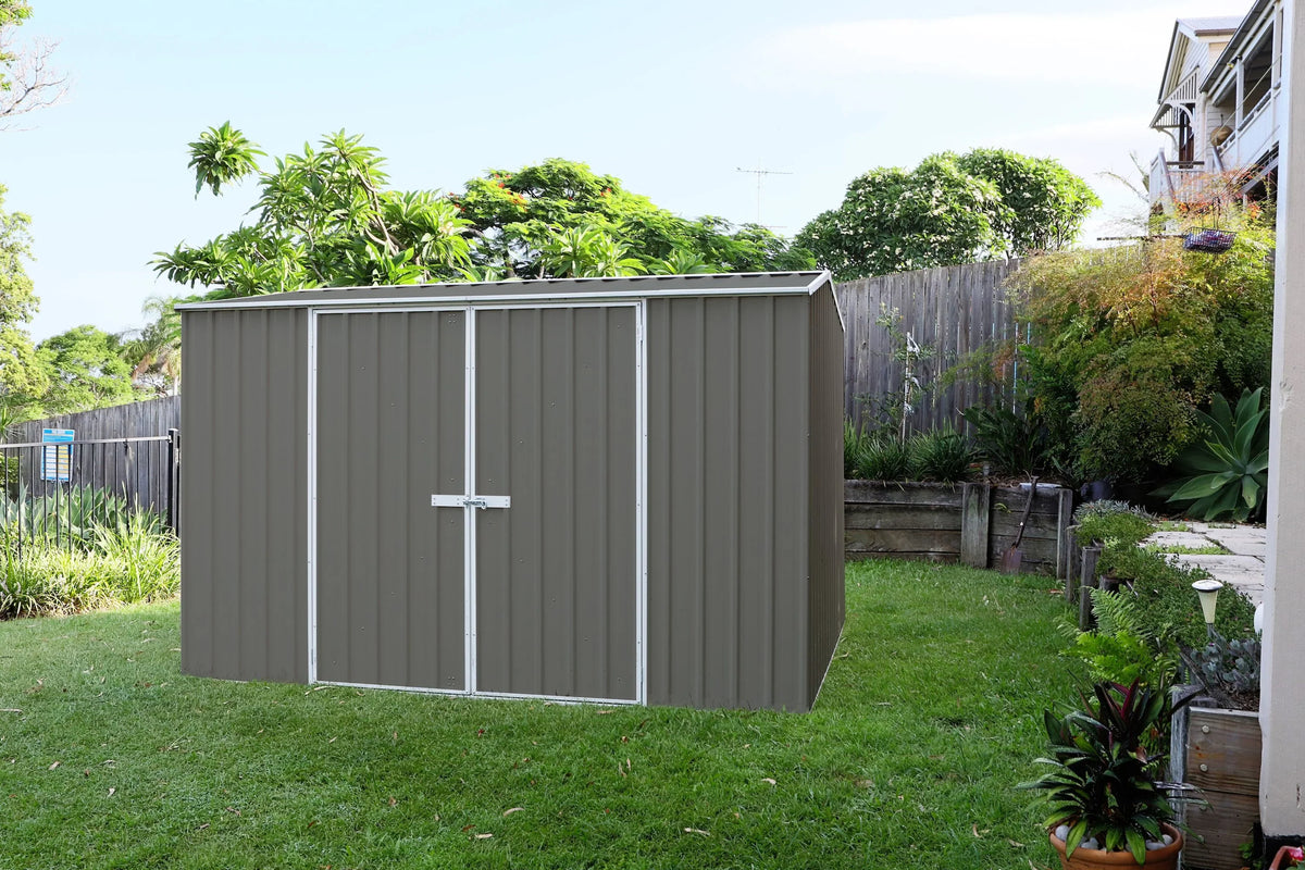 Absco Premier 10' x 10' Metal Storage Shed - Woodland Gray