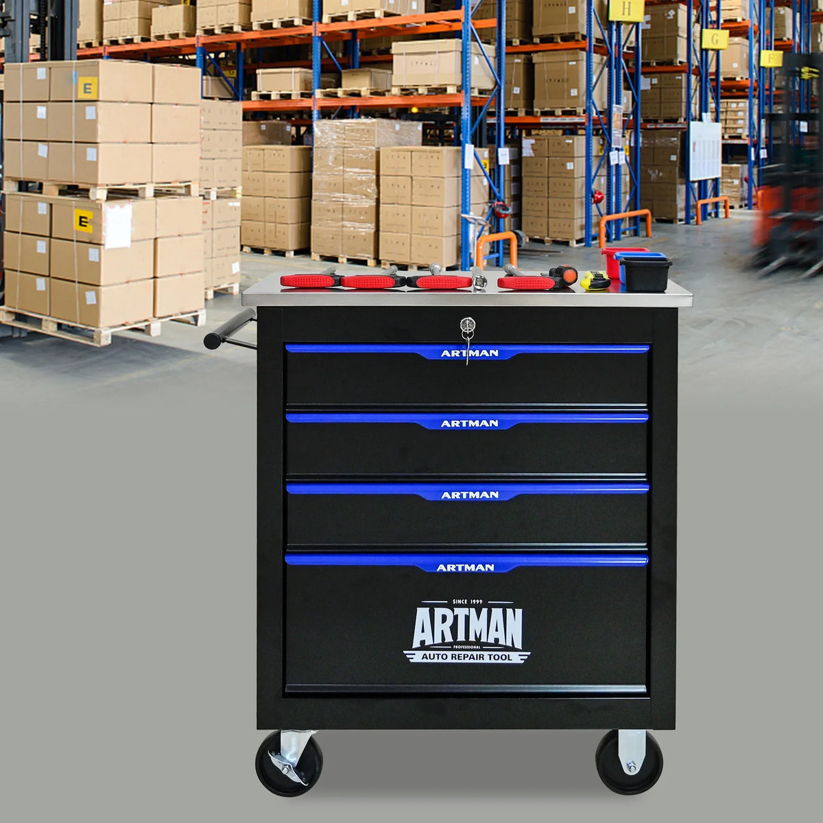 ARTMAN 6-Drawer Tool Storage Chest with Lockable Wheel,6 Drawer Tool Storage Cabinet for Garage, Warehouse, Repair Shop