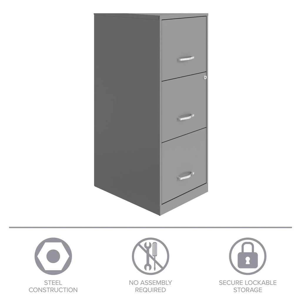 Space Solutions 18" Deep 3 Drawer Smart Letter Width Vertical File Cabinet, Navy