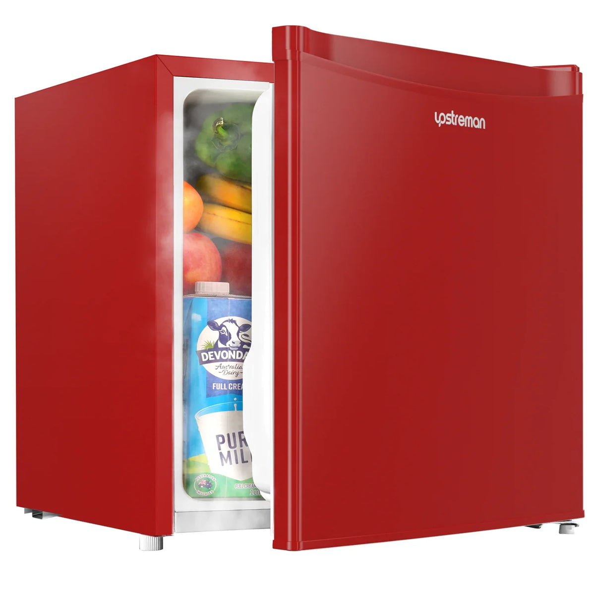 Upstreman 1.7 Cu ft Mini Fridge with Freezer Single Door Compact Refrigerator, Low Noise, Energy Saving, Adjustable Temperature, Reversible Door, for Home Office Dorm, Black FR17