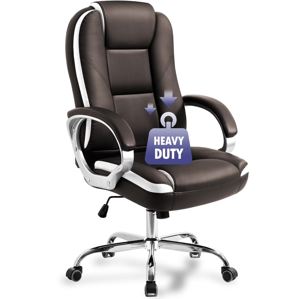 NEO CHAIR Home Office Chair, Heavy Duty Leather Office Chair, Ergonomic High Back Cushion Lumbar Back Support, Computer Desk Executive Chair for Work, 8 Hours Comfort, Jet Black