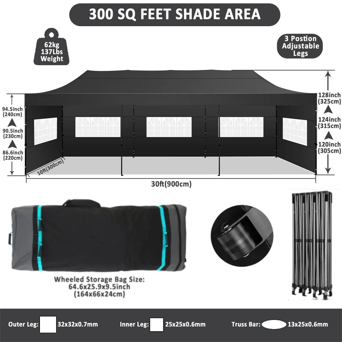 HOTEEL 10x20 Pop up Canopy with 6 Sidewalls Commercial Heavy Duty Canopy UPF 50+ All Weather Waterproof Outdoor Wedding Party Tents Gazebo with Roller Bag, Khaki
