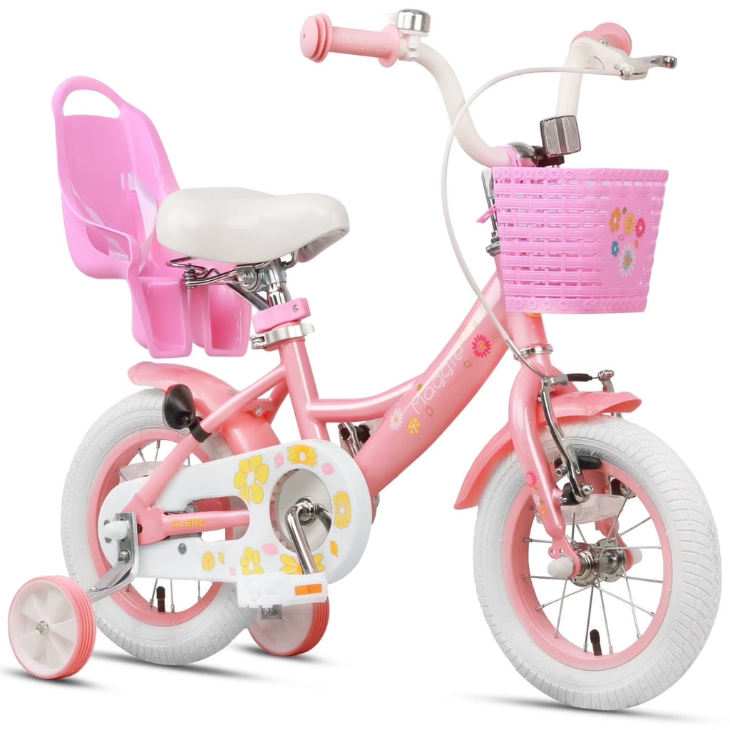 Glerc Maggie 12 inch Kids Girls Bike for Ages 2-4 Years Child, Peach