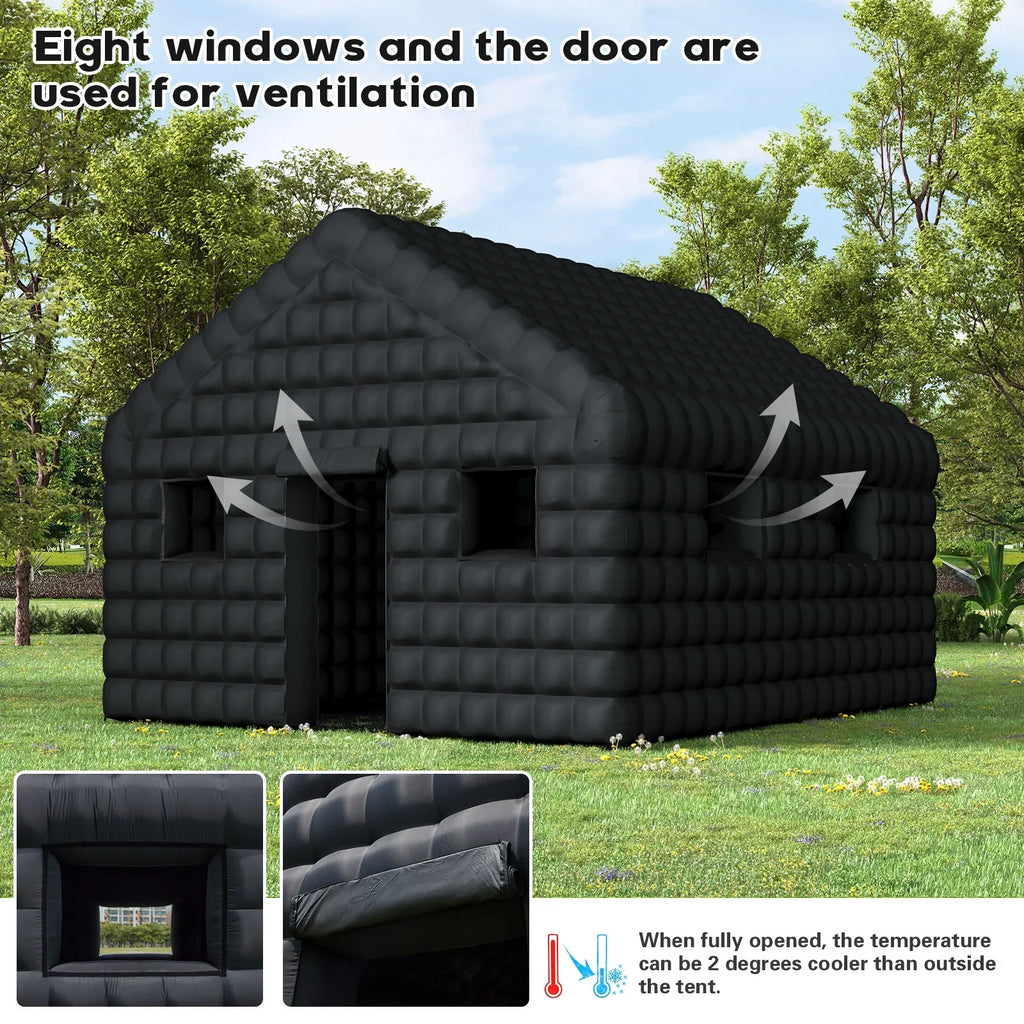 EROMMY Inflatable Nightclub 20x16.5x12 Ft, Inflatable Party Tent with 950w Blower, Inflatable Club Tent for Birthday Party Wedding Backyard Rental Business, Black