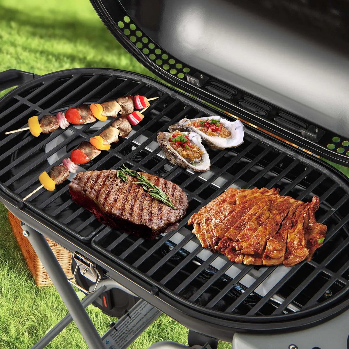 Costway Portable Propane Grill Folding Gas Grill Griddle with Wheels & Side Shelf