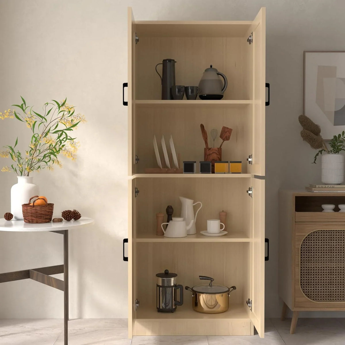 DIYART White Kitchen Pantry Cabinet, 71" Tall Kitchen Storage Cabinet with doors, Kitchen Pantry Hutch with Storage for Kitchen, Dining Room