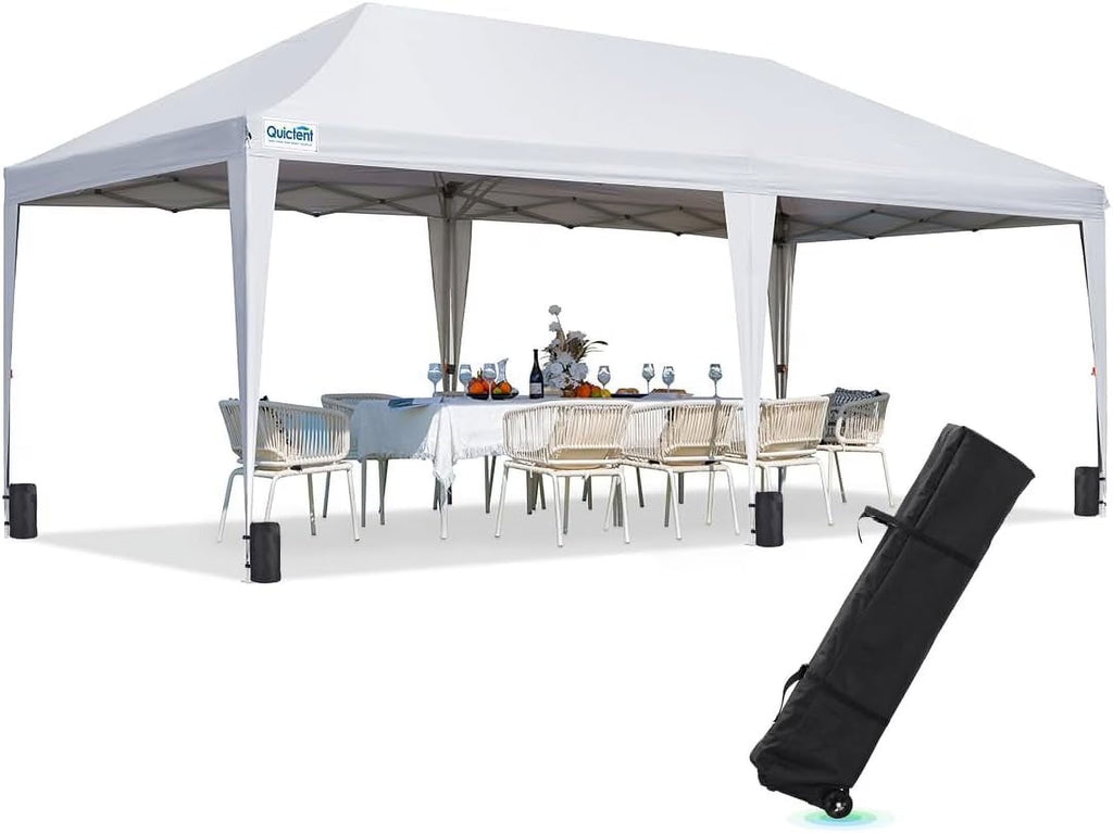 Quictent 10x20ft Easy Pop up Canopy Tent Instant Outdoor Canopy Shelter Folding Party Tent, White