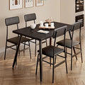 Dining Table Set for 4, Lofka 5 Piecs Kitchen Table and Chairs Set for Dining Room & Kitchen, Black