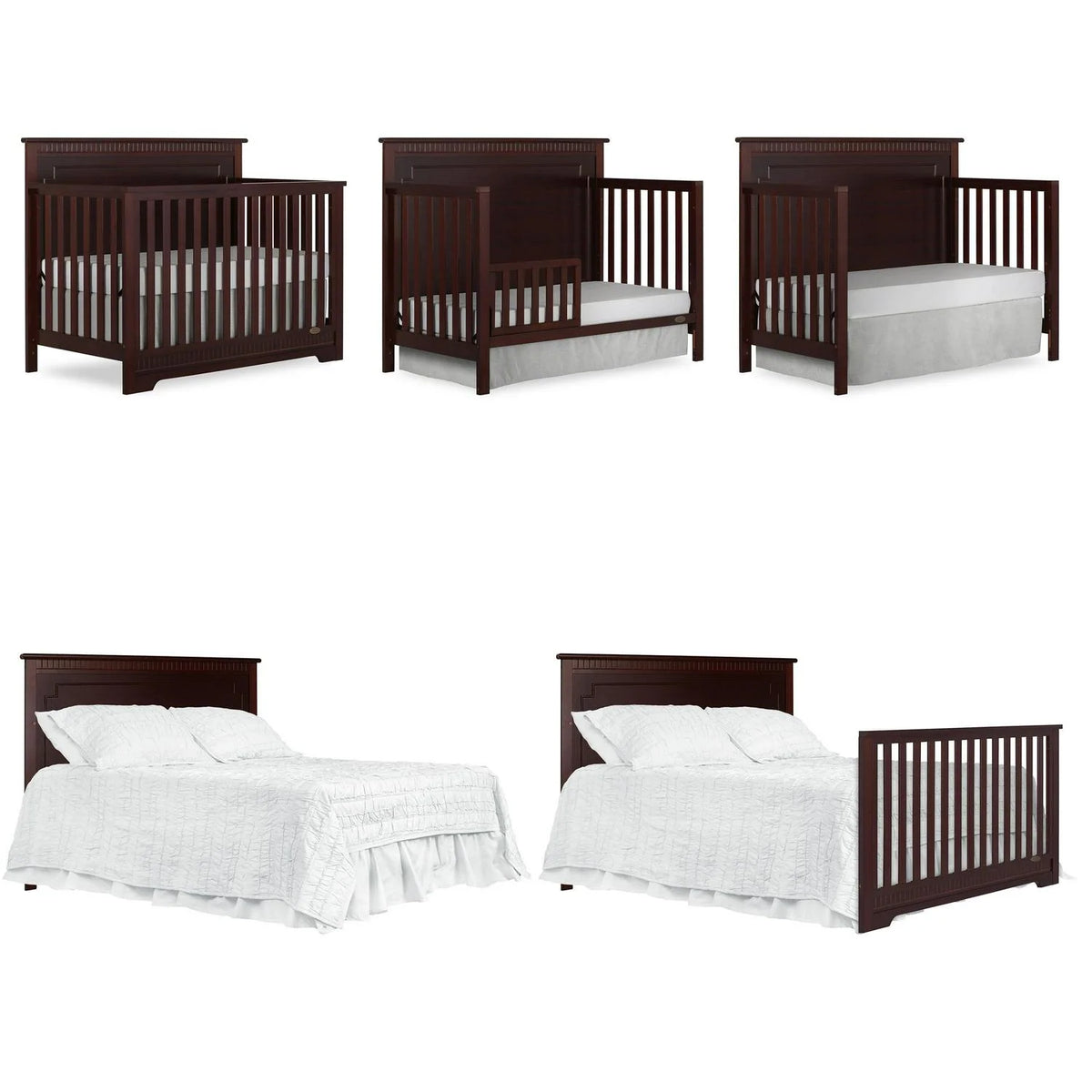 Dream On Me Morgan 5-in-1 Convertible Crib. Cherry