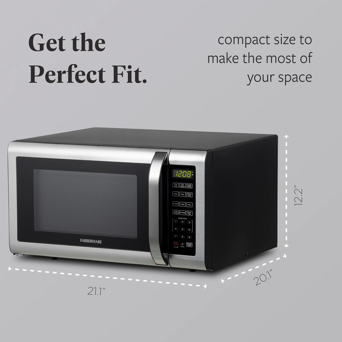 Farberware Countertop Microwave Ov 1100 Watts, 2.2 cu ft - Smart Sensor With LED Lighting and Child Lock - Perfect for Apartments and Dorms - Easy Clean Black Interior, Stainless Steel