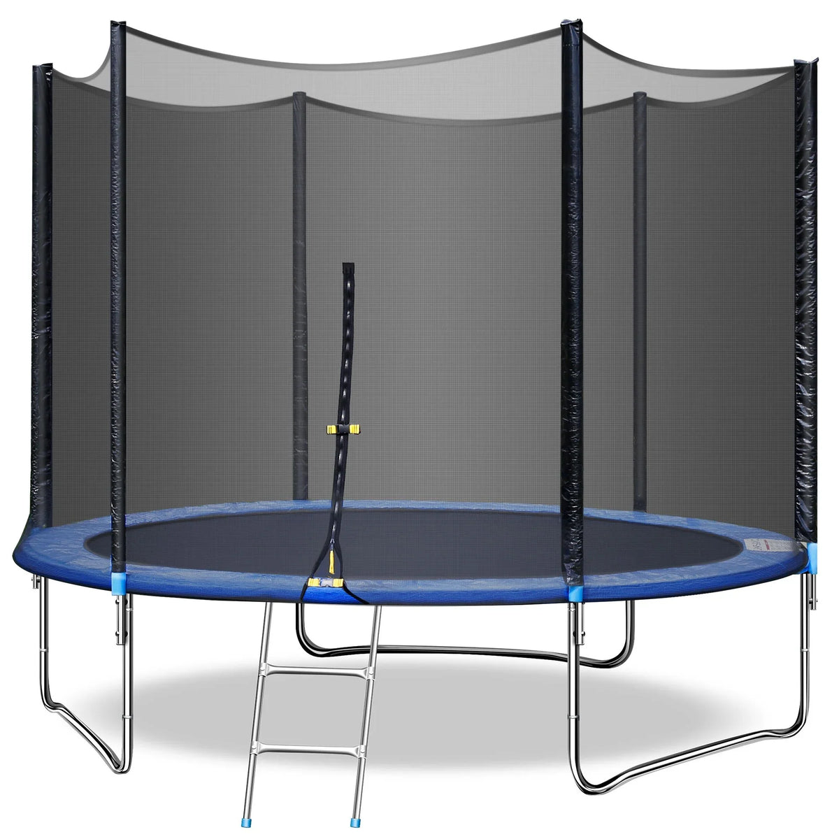SUGIFT 10ft Trampoline with Safe Enclosure Net 680 lbs Outdoor Fitness Trampoline, Blue