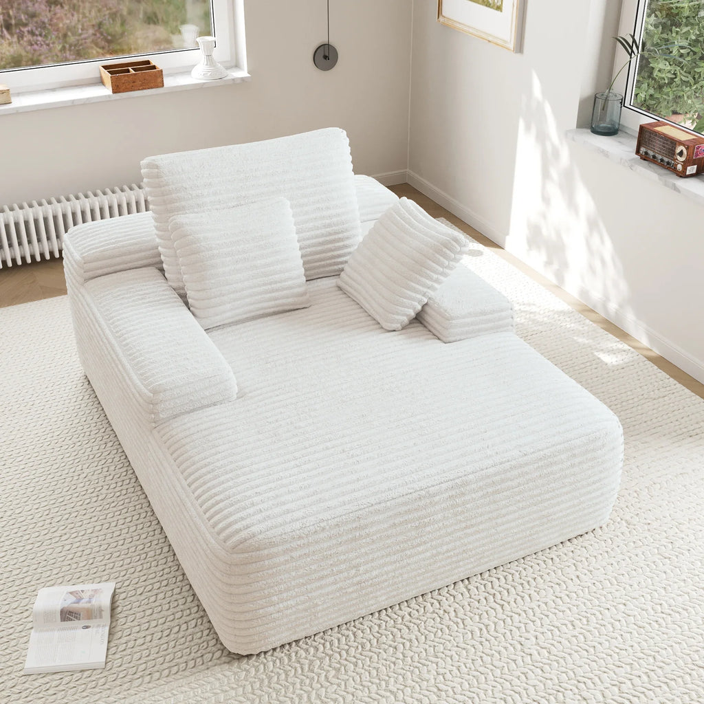 Sodrens Oversized Chaise Lounge Chair Indoor,Upholstered Sofa Bed with Throw Pillows and Armrests,Sleeper Chair for Living Room,Bedroom,Brown,Corduroy