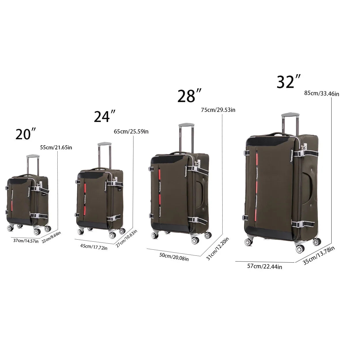 4-Piece Sage Green Softside Luggage Set with Spinner Wheels, Lightweight Expandable Suitcases (20"/24"/28"/32")